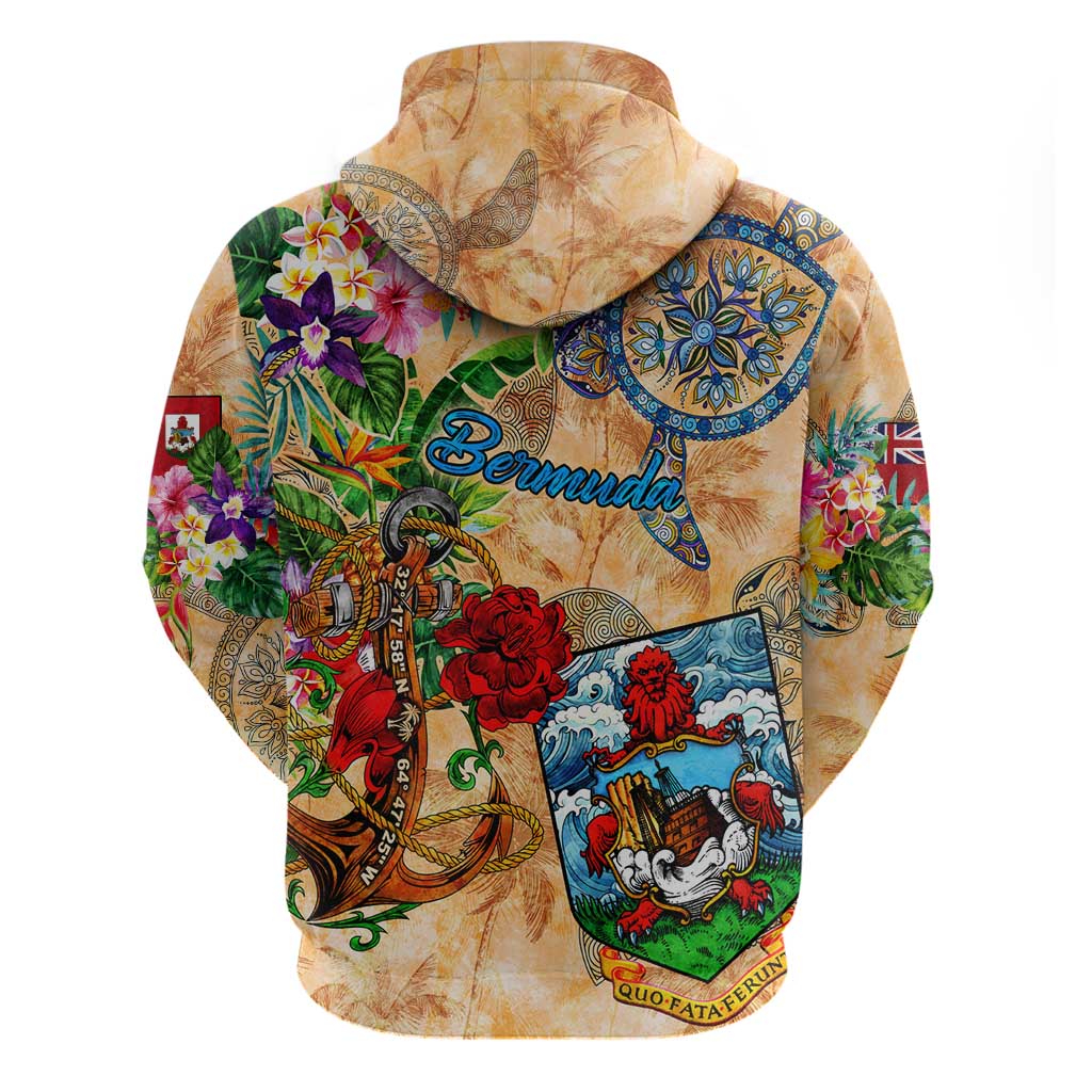 Bermuda Hoodie Geographic Coordinate Anchor - Turlte Tropical