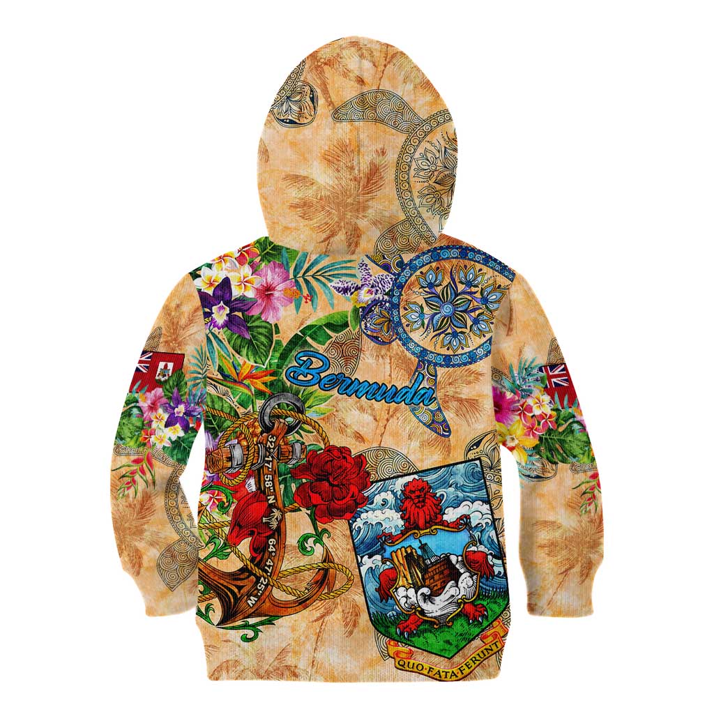 Bermuda Kid Hoodie Geographic Coordinate Anchor - Turlte Tropical