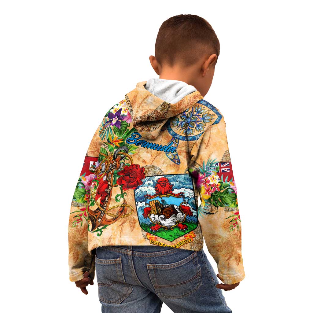 Bermuda Kid Hoodie Geographic Coordinate Anchor - Turlte Tropical