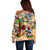 Bermuda Off Shoulder Sweater Geographic Coordinate Anchor - Turlte Tropical