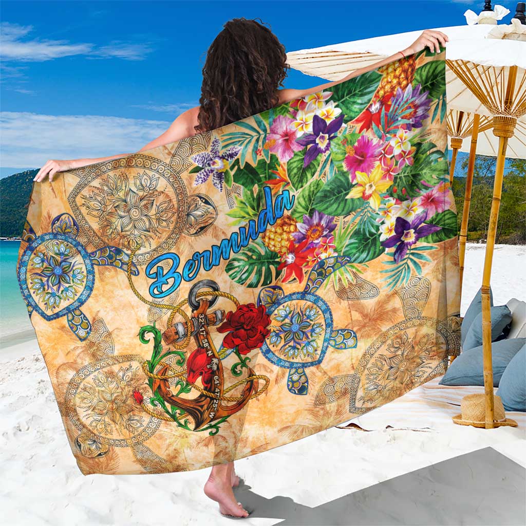 Bermuda Sarong Geographic Coordinate Anchor - Turlte Tropical