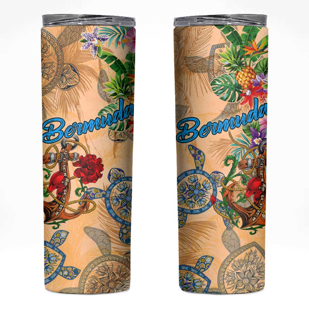 Bermuda Skinny Tumbler Geographic Coordinate Anchor - Turlte Tropical