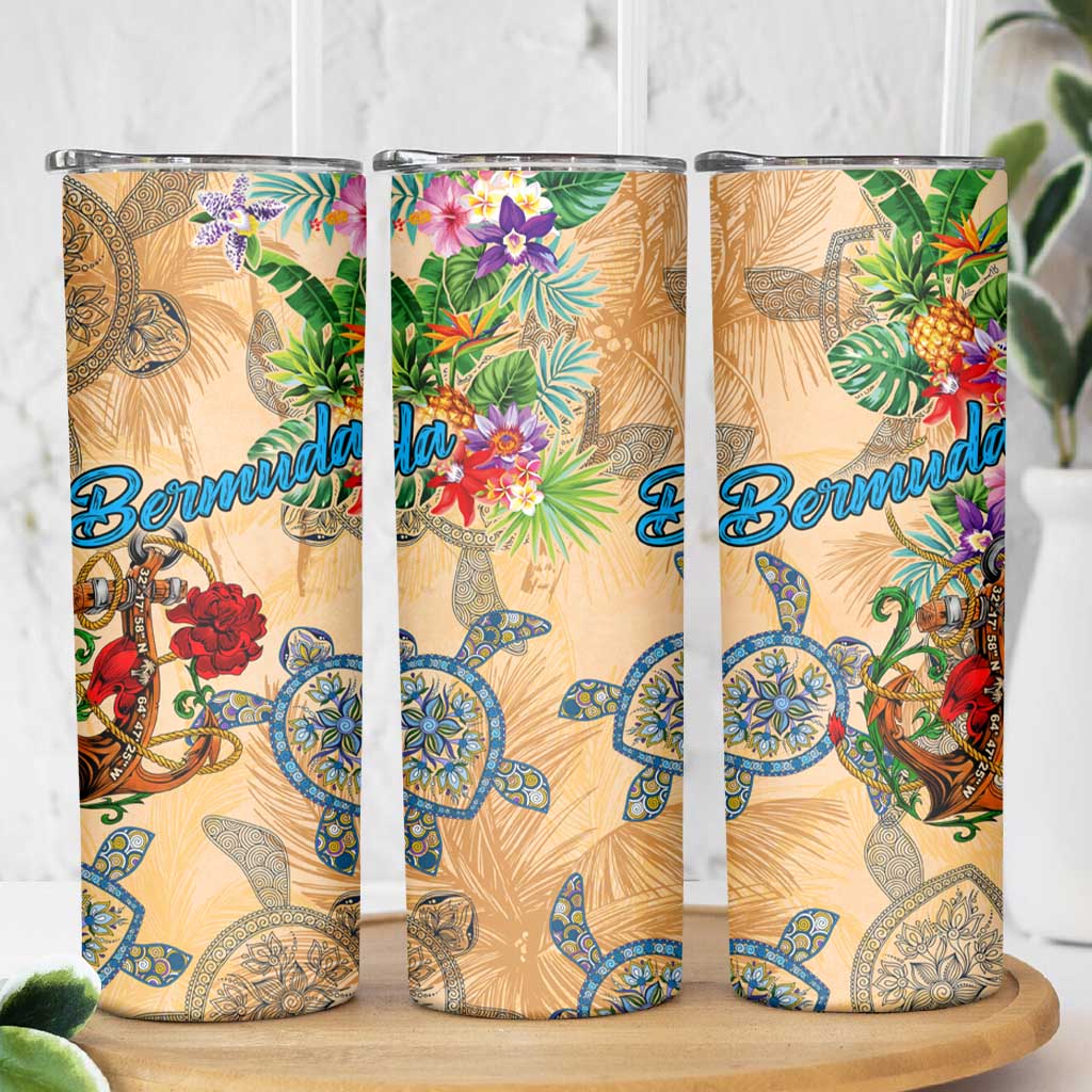 Bermuda Skinny Tumbler Geographic Coordinate Anchor - Turlte Tropical