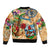 Bermuda Sleeve Zip Bomber Jacket Geographic Coordinate Anchor - Turlte Tropical