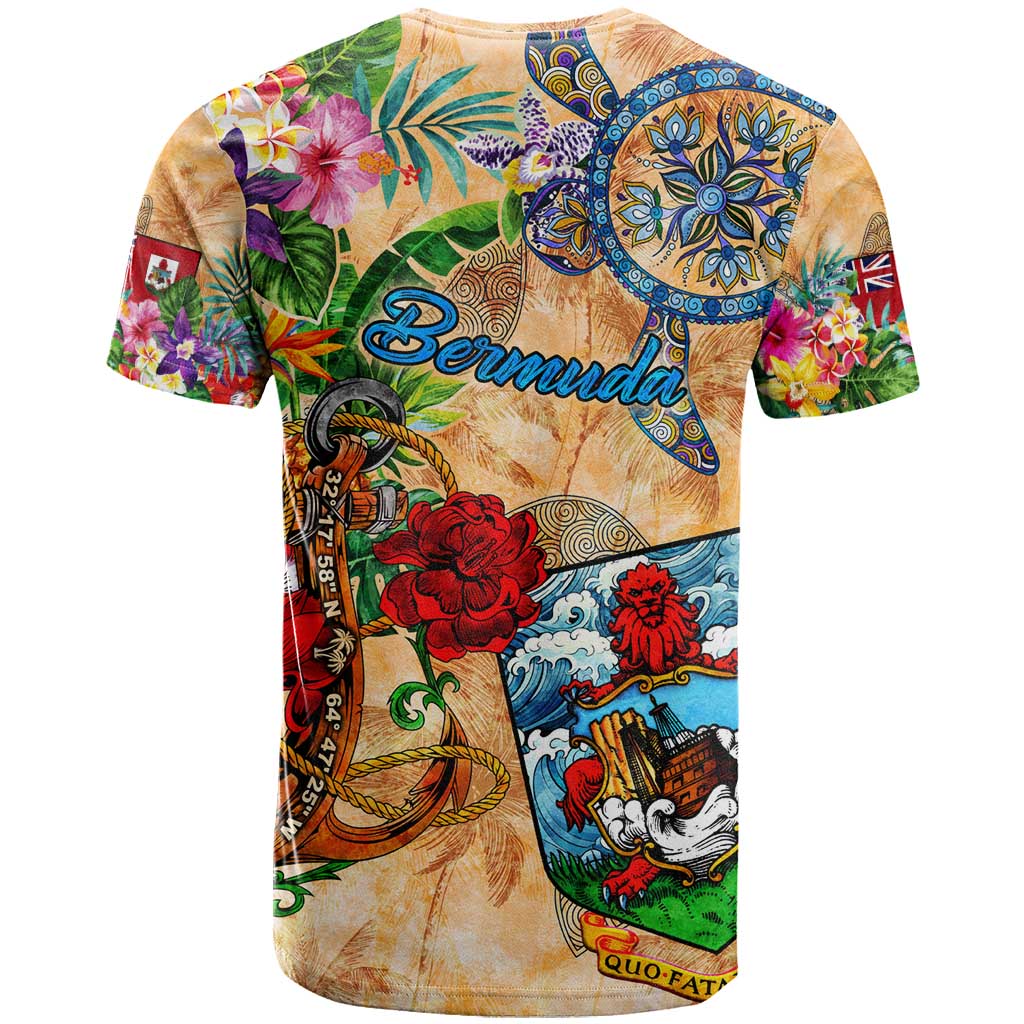 Bermuda T Shirt Geographic Coordinate Anchor - Turlte Tropical