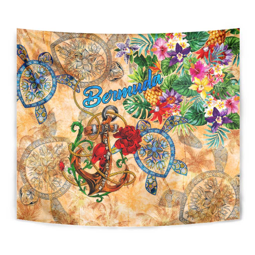 Bermuda Tapestry Geographic Coordinate Anchor - Turlte Tropical