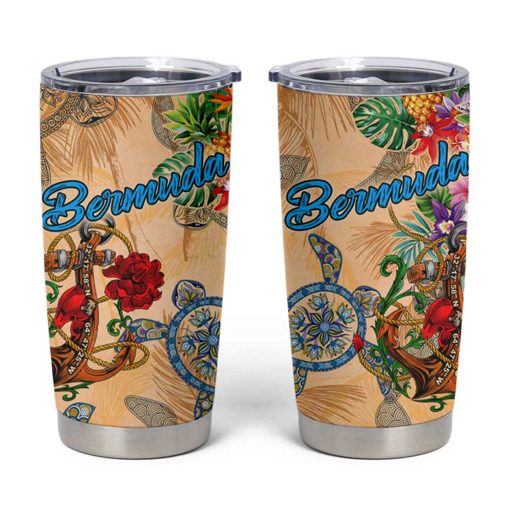 Bermuda Tumbler Cup Geographic Coordinate Anchor - Turlte Tropical