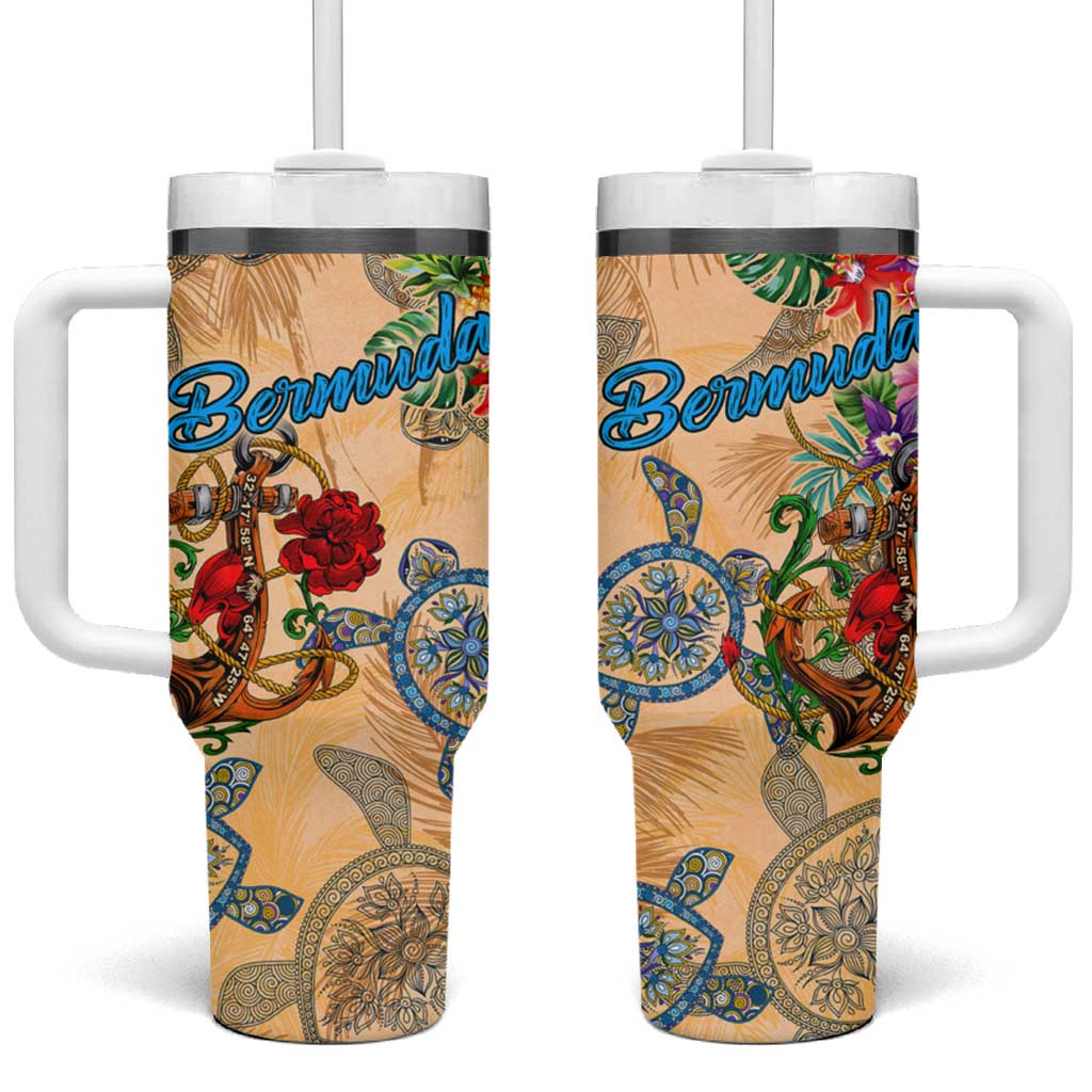 Bermuda Tumbler With Handle Geographic Coordinate Anchor - Turlte Tropical