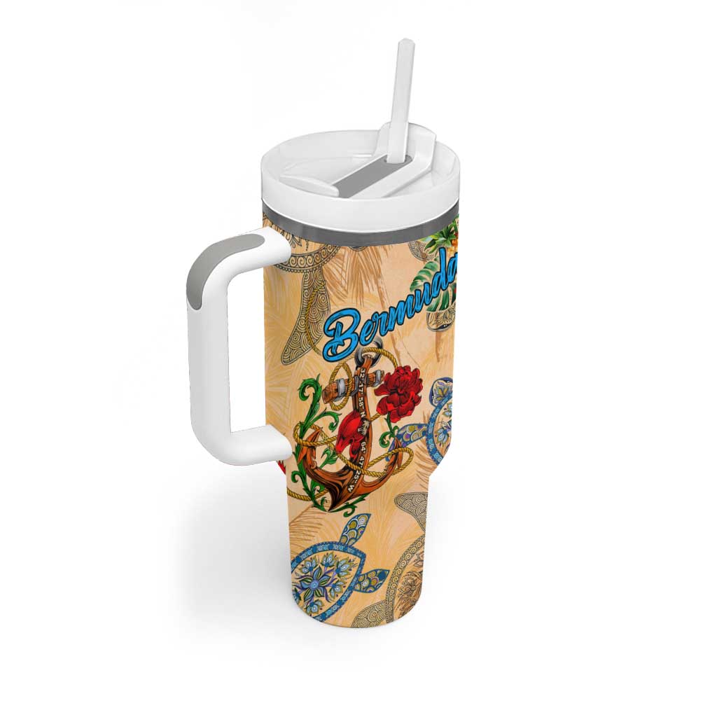 Bermuda Tumbler With Handle Geographic Coordinate Anchor - Turlte Tropical