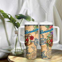 Bermuda Tumbler With Handle Geographic Coordinate Anchor - Turlte Tropical