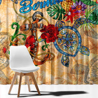 Bermuda Window Curtain Geographic Coordinate Anchor - Turlte Tropical