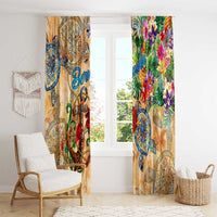 Bermuda Window Curtain Geographic Coordinate Anchor - Turlte Tropical
