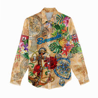 Bermuda Women Casual Shirt Geographic Coordinate Anchor - Turlte Tropical