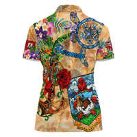 Bermuda Women Polo Shirt Geographic Coordinate Anchor - Turlte Tropical