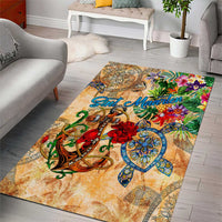 Sint Maarten Area Rug Geographic Coordinate Anchor - Turlte Tropical