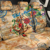 Sint Maarten Back Car Seat Cover Geographic Coordinate Anchor - Turlte Tropical