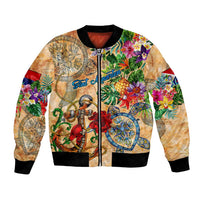 Sint Maarten Bomber Jacket Geographic Coordinate Anchor - Turlte Tropical