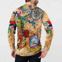 Sint Maarten Button Sweatshirt Geographic Coordinate Anchor - Turlte Tropical