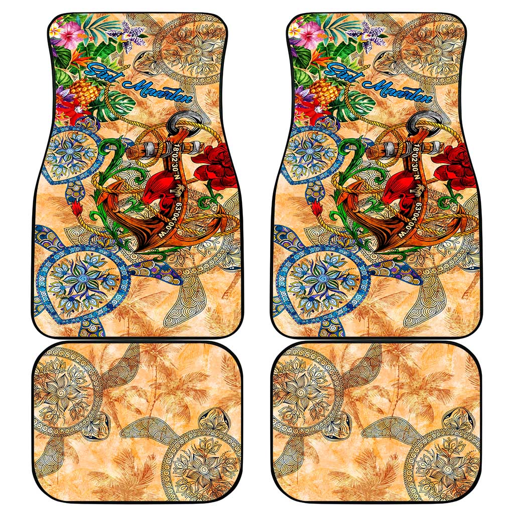 Sint Maarten Car Mats Geographic Coordinate Anchor - Turlte Tropical