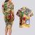 Sint Maarten Couples Matching Long Sleeve Bodycon Dress and Hawaiian Shirt Geographic Coordinate Anchor - Turlte Tropical