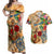 Sint Maarten Couples Matching Off Shoulder Maxi Dress and Hawaiian Shirt Geographic Coordinate Anchor - Turlte Tropical