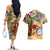 Sint Maarten Couples Matching Off The Shoulder Long Sleeve Dress and Hawaiian Shirt Geographic Coordinate Anchor - Turlte Tropical