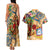 Sint Maarten Couples Matching Tank Maxi Dress and Hawaiian Shirt Geographic Coordinate Anchor - Turlte Tropical
