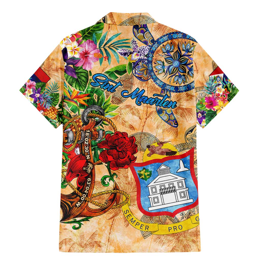 Sint Maarten Family Matching Mermaid Dress and Hawaiian Shirt Geographic Coordinate Anchor - Turlte Tropical