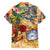 Sint Maarten Family Matching Off The Shoulder Long Sleeve Dress and Hawaiian Shirt Geographic Coordinate Anchor - Turlte Tropical