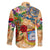 Sint Maarten Family Matching Off The Shoulder Long Sleeve Dress and Hawaiian Shirt Geographic Coordinate Anchor - Turlte Tropical