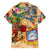 Sint Maarten Family Matching Off Shoulder Maxi Dress and Hawaiian Shirt Geographic Coordinate Anchor - Turlte Tropical