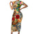 Sint Maarten Family Matching Short Sleeve Bodycon Dress and Hawaiian Shirt Geographic Coordinate Anchor - Turlte Tropical