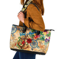 Sint Maarten Leather Tote Bag Geographic Coordinate Anchor - Turlte Tropical