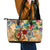 Sint Maarten Leather Tote Bag Geographic Coordinate Anchor - Turlte Tropical