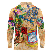 Sint Maarten Long Sleeve Polo Shirt Geographic Coordinate Anchor - Turlte Tropical