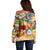 Sint Maarten Off Shoulder Sweater Geographic Coordinate Anchor - Turlte Tropical