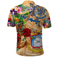 Sint Maarten Polo Shirt Geographic Coordinate Anchor - Turlte Tropical