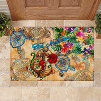 Sint Maarten Rubber Doormat Geographic Coordinate Anchor - Turlte Tropical