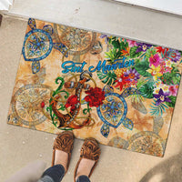 Sint Maarten Rubber Doormat Geographic Coordinate Anchor - Turlte Tropical
