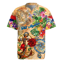 Sint Maarten Rugby Jersey Geographic Coordinate Anchor - Turlte Tropical