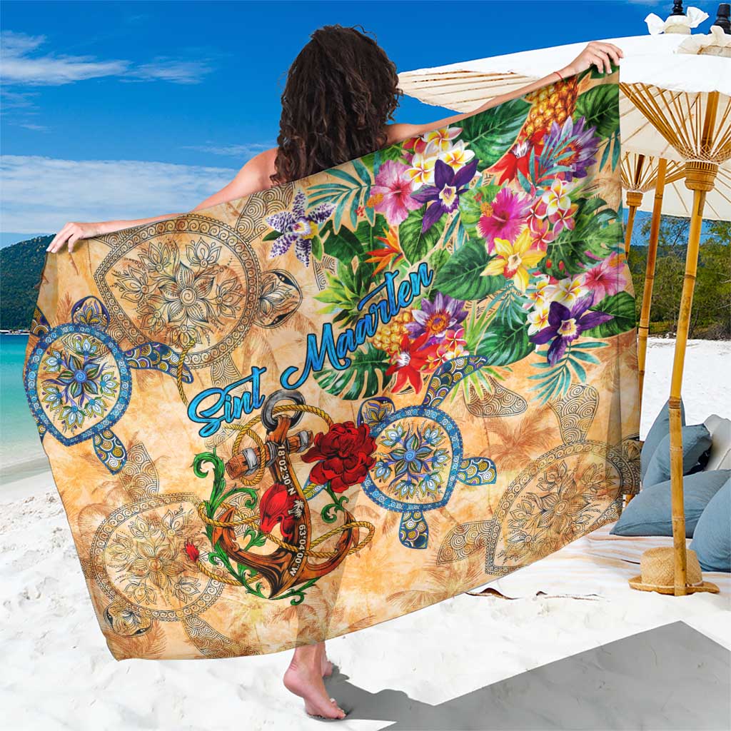Sint Maarten Sarong Geographic Coordinate Anchor - Turlte Tropical