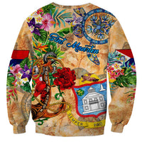 Sint Maarten Sweatshirt Geographic Coordinate Anchor - Turlte Tropical