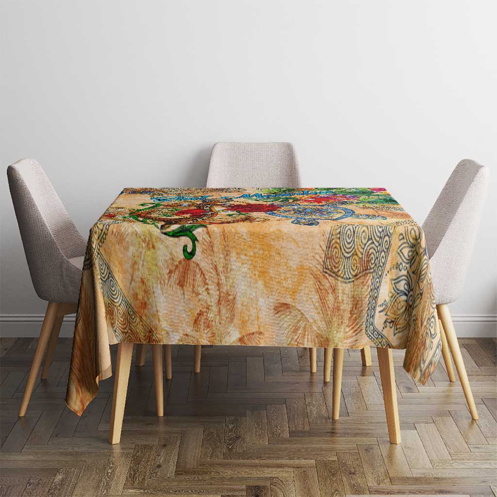 Sint Maarten Tablecloth Geographic Coordinate Anchor - Turlte Tropical
