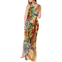 Sint Maarten Tank Maxi Dress Geographic Coordinate Anchor - Turlte Tropical
