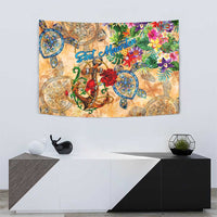 Sint Maarten Tapestry Geographic Coordinate Anchor - Turlte Tropical