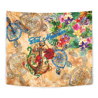 Sint Maarten Tapestry Geographic Coordinate Anchor - Turlte Tropical