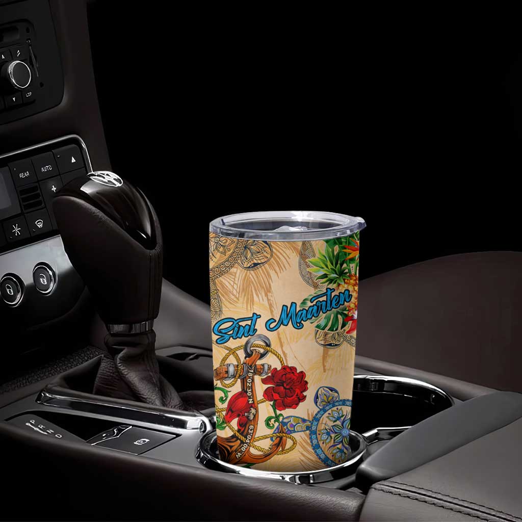 Sint Maarten Tumbler Cup Geographic Coordinate Anchor - Turlte Tropical