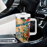 Sint Maarten Tumbler With Handle Geographic Coordinate Anchor - Turlte Tropical