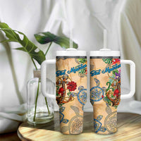 Sint Maarten Tumbler With Handle Geographic Coordinate Anchor - Turlte Tropical