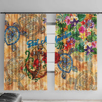 Sint Maarten Window Curtain Geographic Coordinate Anchor - Turlte Tropical